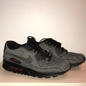Used Nike airmax 90, black and grey denim look